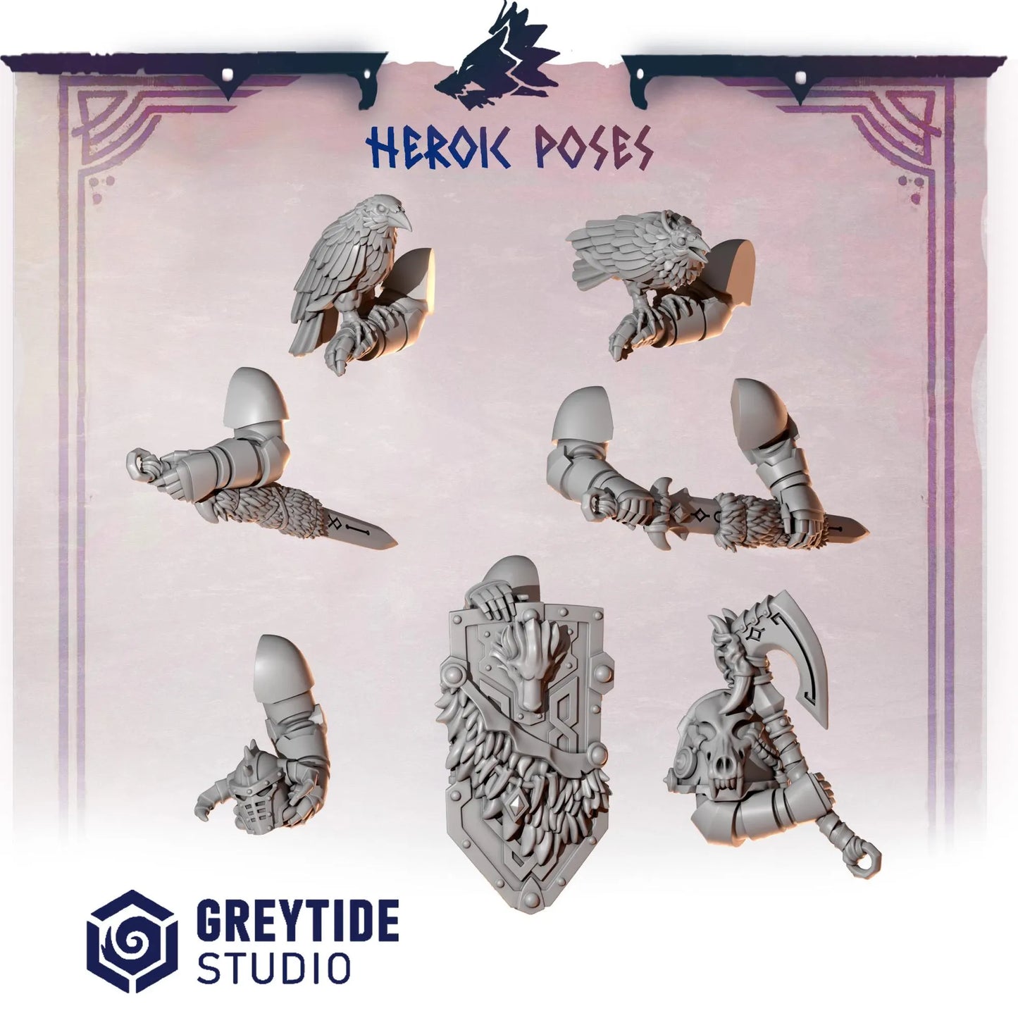 Heroic Poses | Set of 7 Pieces | GreyTide Studio - Primal Hounds