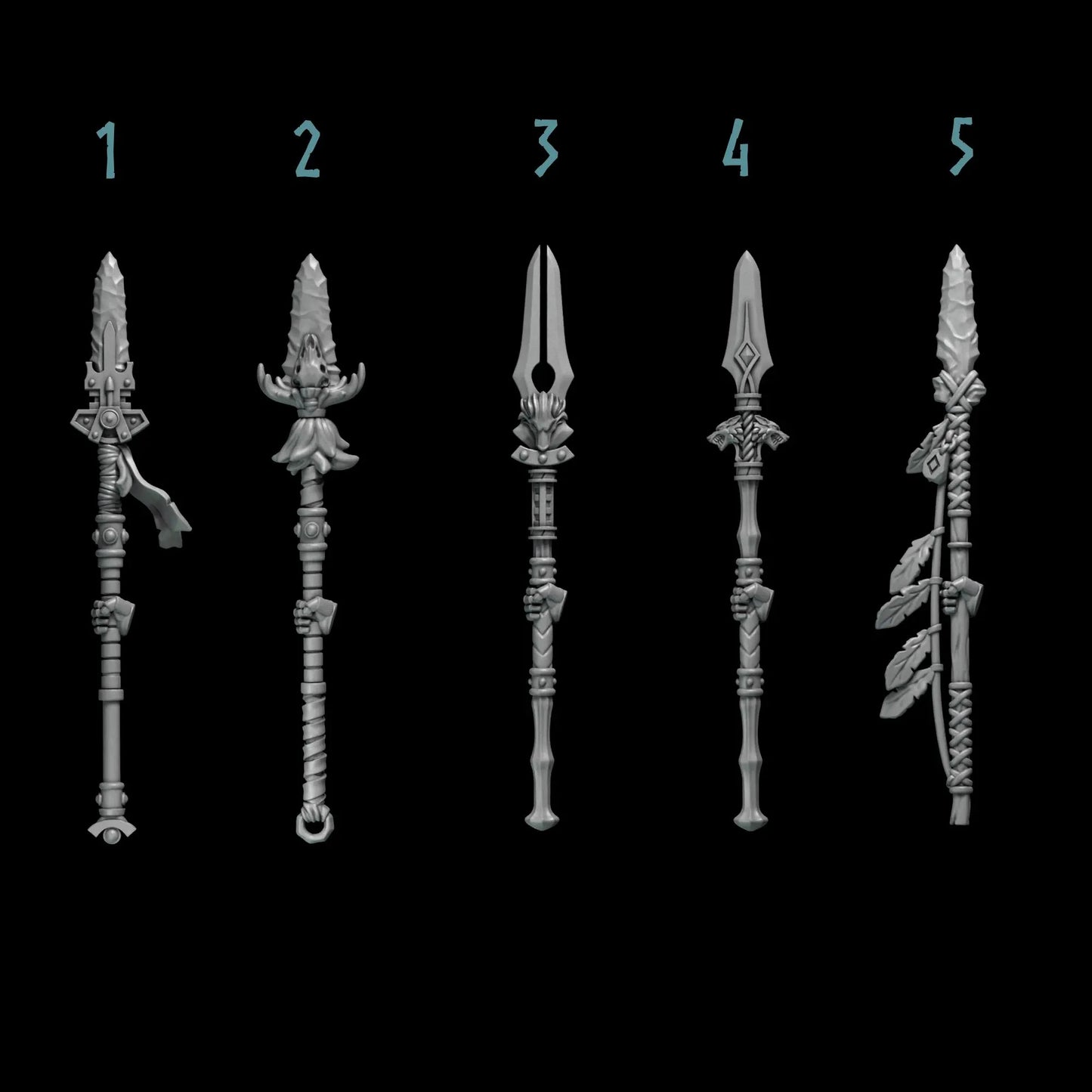 Spears | Set of 5 Pieces | GreyTide Studio - Primal Hounds