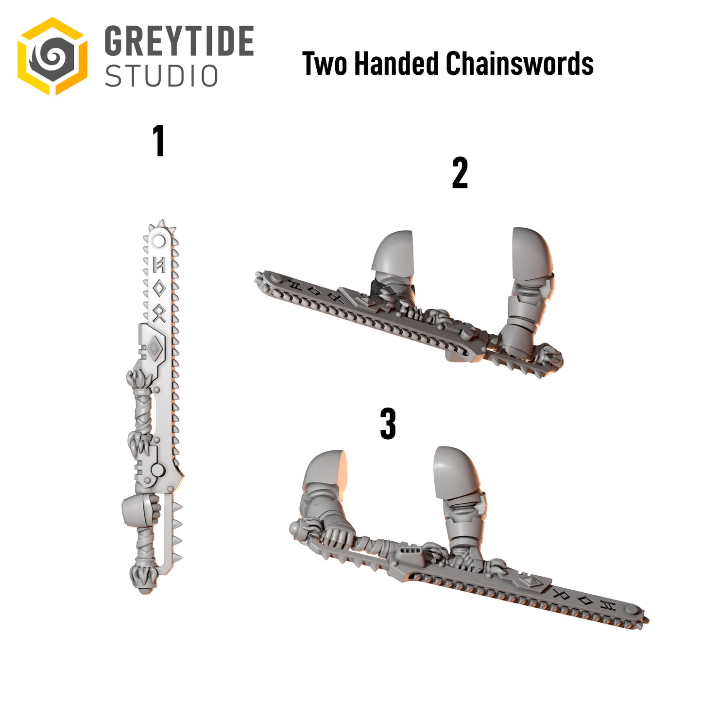 Two Handed Chainswords | Set of 5 Pieces | GreyTide Studio - Primal Hounds