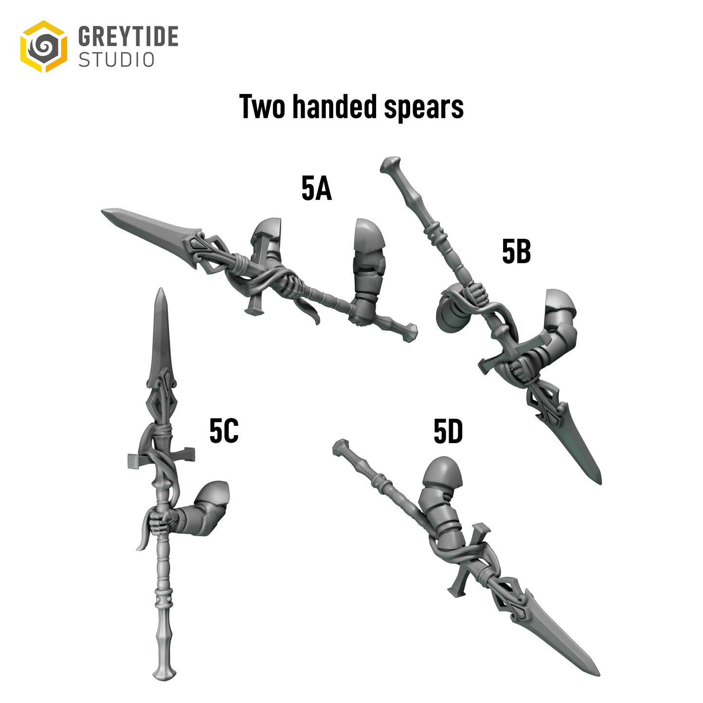 Spears #4 | Set of 5 Pieces | GreyTide Studio - Crimson Lords