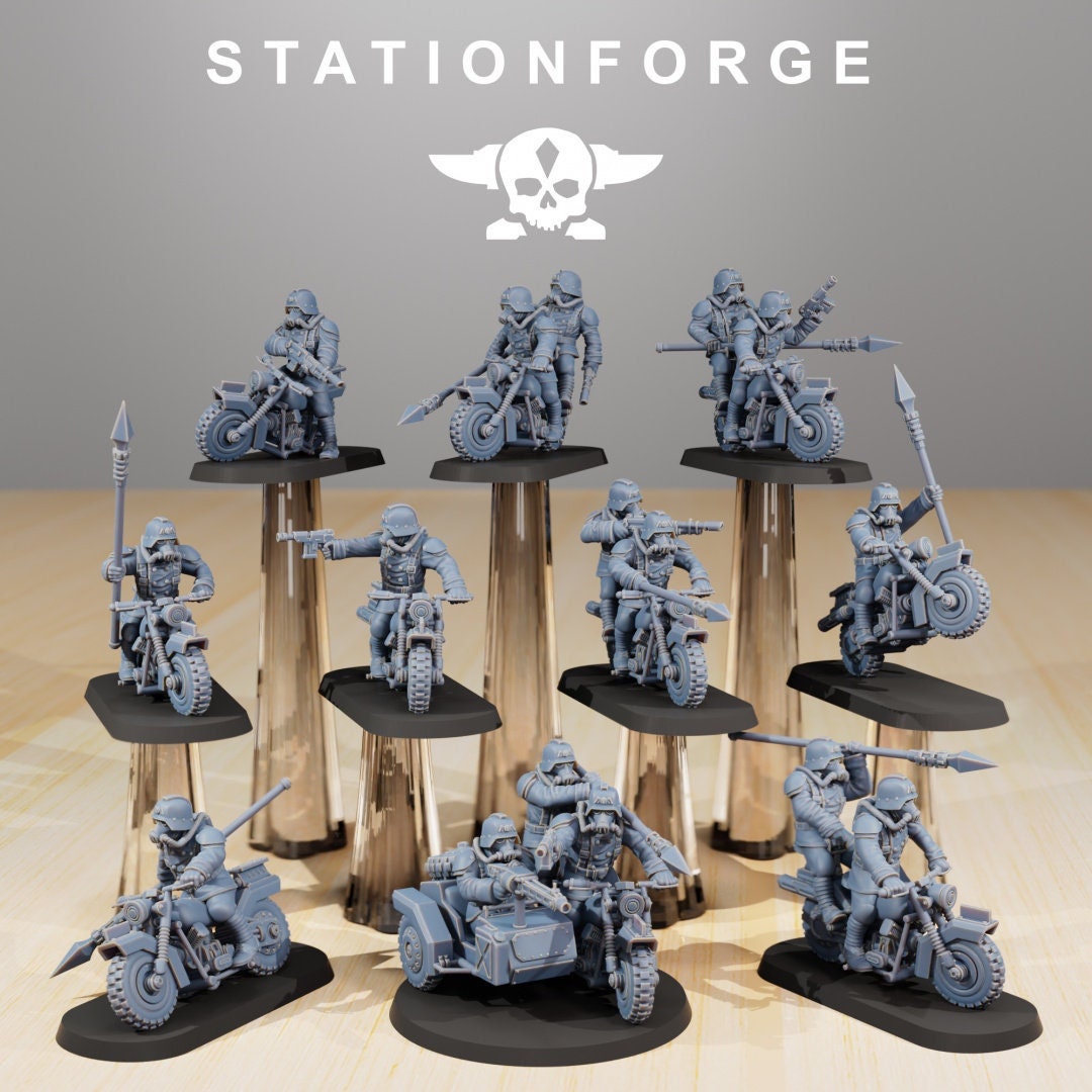 GrimGuard Death Bikers | Set of 10 Minis | StationForge | 12K Prints