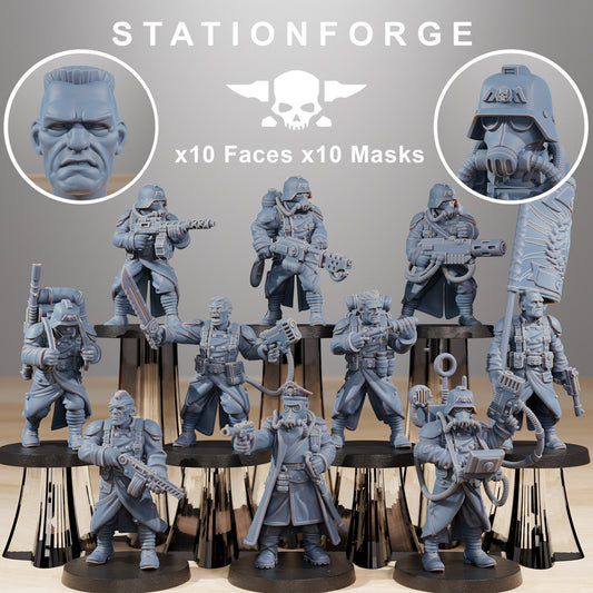 GrimGuard Combatants | Set of 10 Minis | StationForge | 12K Prints
