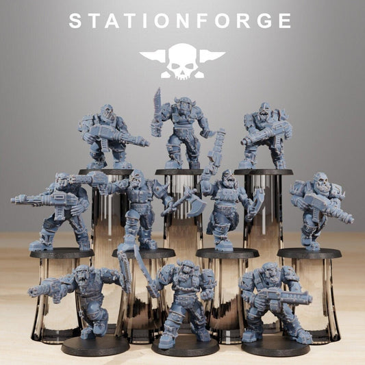 Orkaz Berserkers | Set of 10 Minis | StationForge | 12K Prints