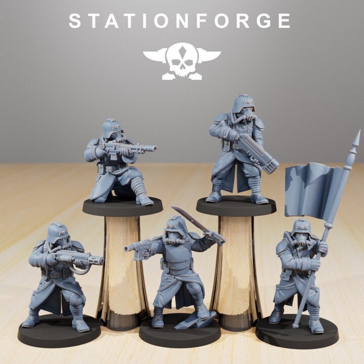 GrimGuard Command Force | Set of 5 Minis | StationForge | 12K Prints