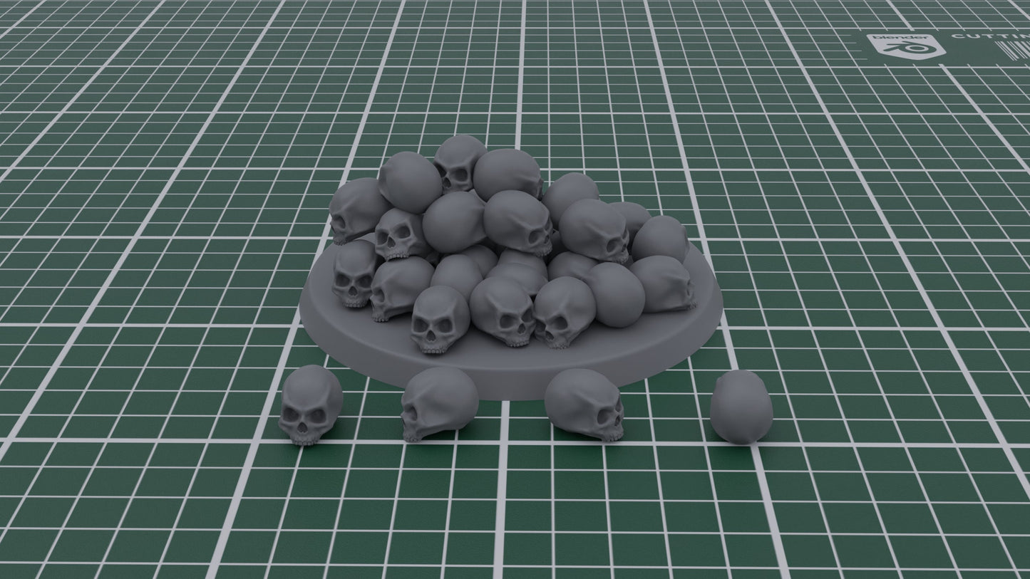 50 x Skulls for Basing Wargaming Miniatures - 28/32mm Scale | 12K Prints