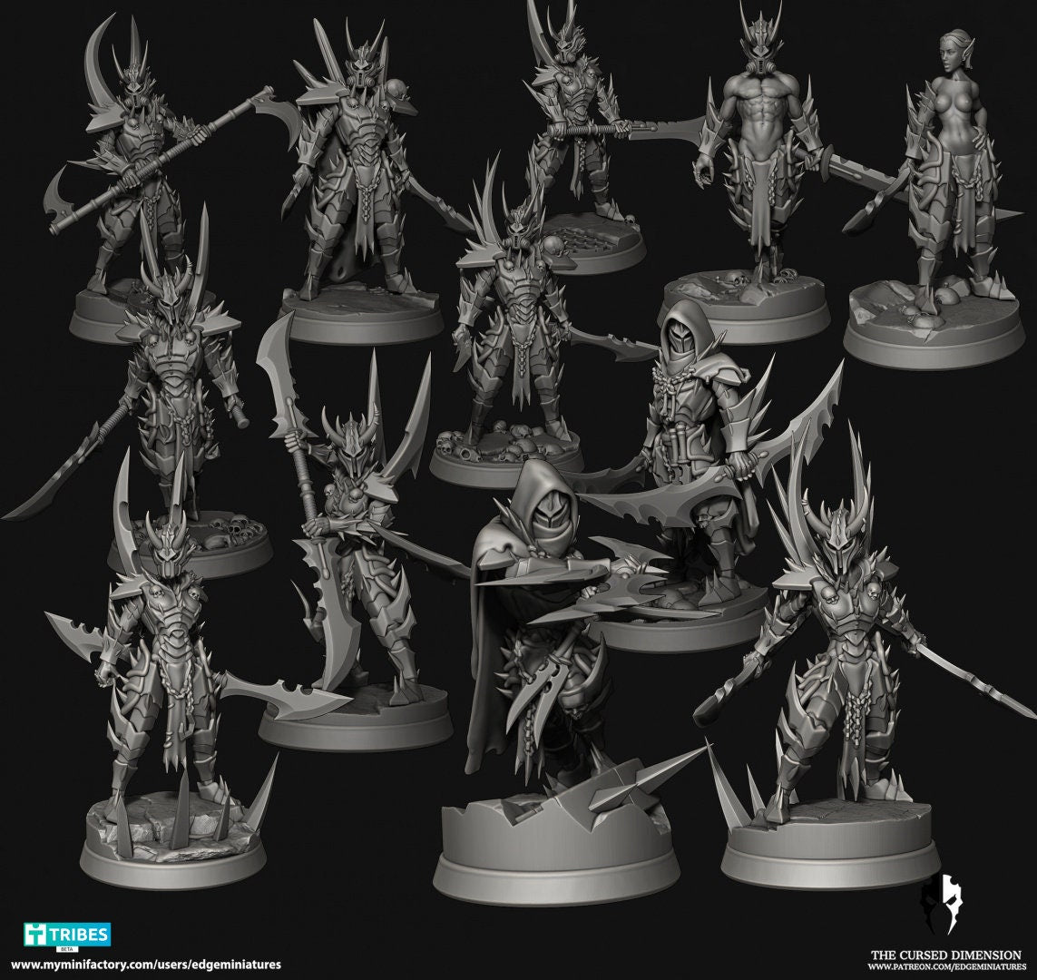 Pureblood Elites | Set of 12 Minis | Edge Miniatures - Cursed Elves | 12K Prints