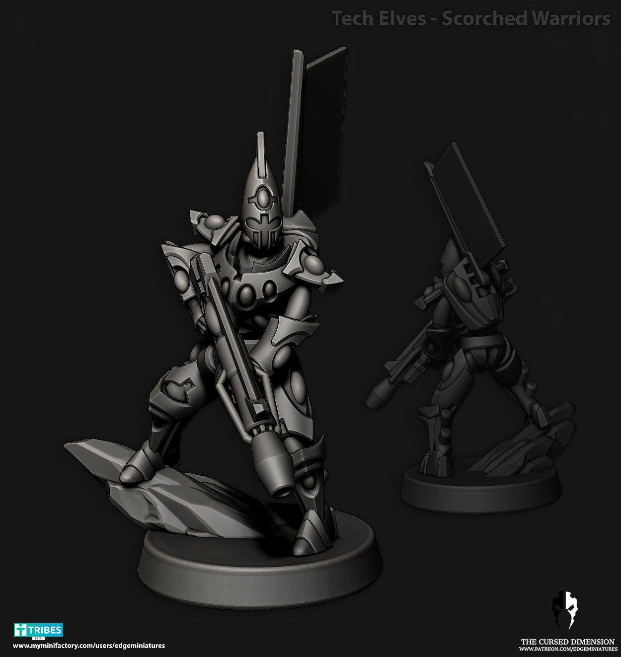 Scorched Warriors | Set of 5 Minis | Edge Miniatures - Tech Elves Heavy Support | 12K Prints