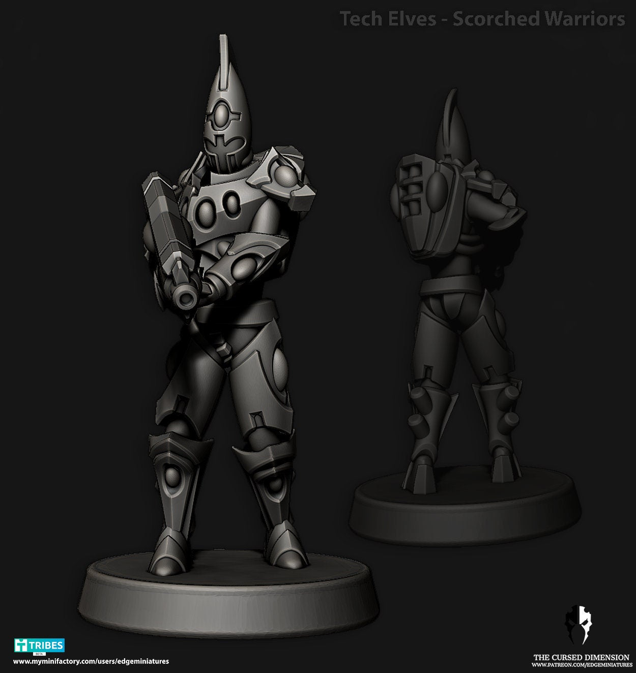 Scorched Warriors | Set of 5 Minis | Edge Miniatures - Tech Elves Heavy Support | 12K Prints