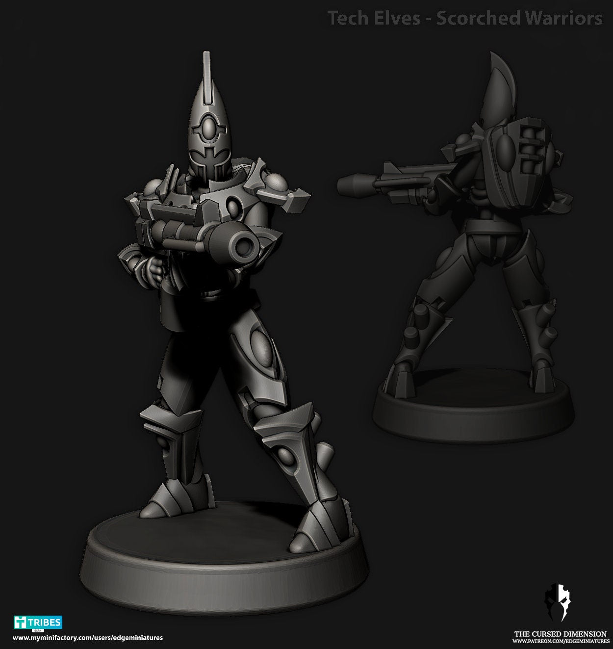 Scorched Warriors | Set of 5 Minis | Edge Miniatures - Tech Elves Heavy Support | 12K Prints