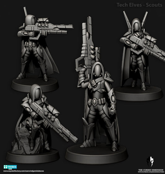 Scouts - Tech Elves | Set of 4 Minis | Edge Miniatures | 12K Prints