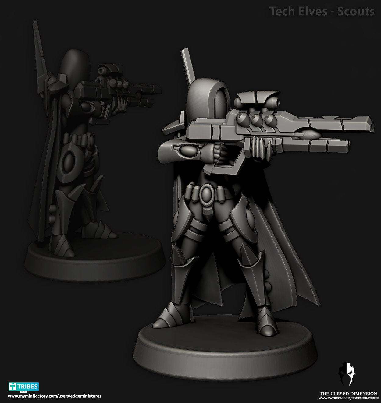 Scouts - Tech Elves | Set of 4 Minis | Edge Miniatures | 12K Prints