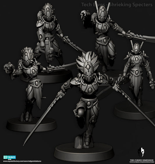 Shrieking Specters | Set of 5 Minis | Edge Miniatures - Tech Elves Assassins | 12K Prints