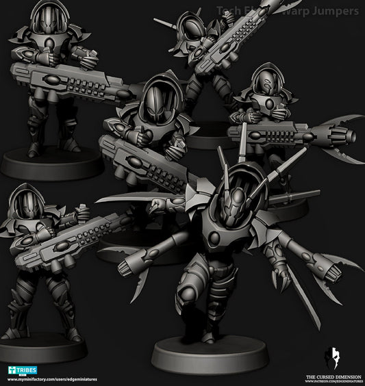 Warp Jumpers | Set of 6 Minis | Edge Miniatures - Tech Elves Assassins | 12K Prints