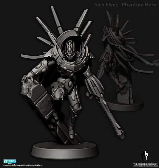 Phantom Warrior Hero | Edge Miniatures - Tech Elves Elites | 12K Prints