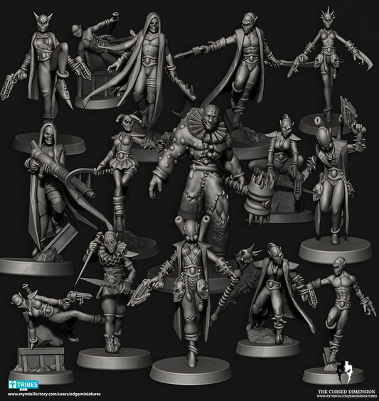 Dark Jesters | Set of 15 Minis | Edge Miniatures - Space Elves | 12K Prints