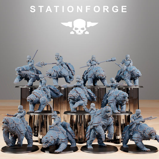 GrimGuard Bear Riders | Station Forge | Set of 5 or 11 Minis | 12K Prints