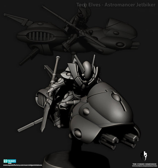 Astromancer on Jetbike | Edge Miniatures - Tech Elves Flying Divisions | 12K Prints