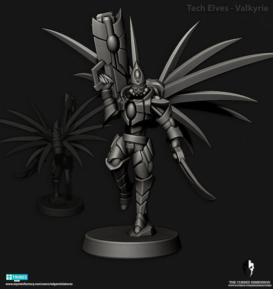 Valkyrie Flying Hero | Edge Miniatures - Tech Elves Flying Divisions | 12K Prints
