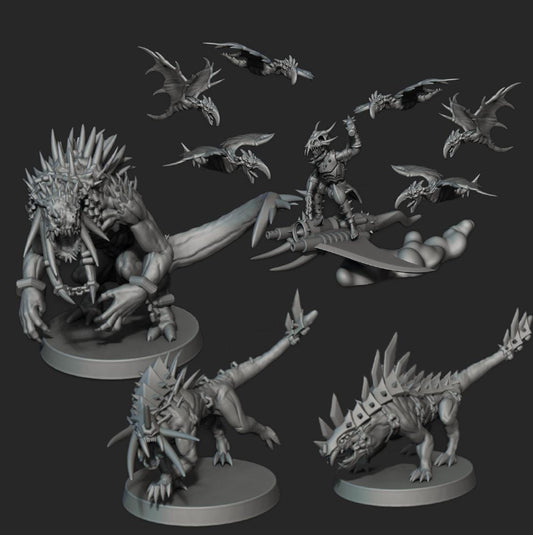 Beasts and Master | Set of 10 Minis | Edge Miniatures - Cursed Elves | 12K Prints