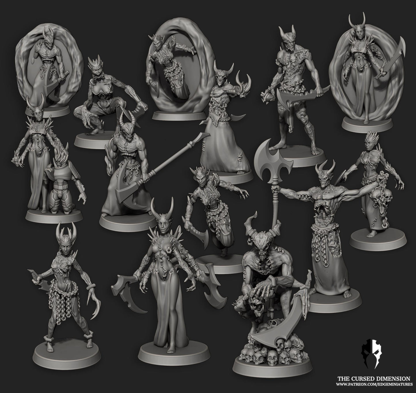 Cursed Warriors | Set of 14 Minis | Edge Miniatures - Cursed Elves | 12K Prints