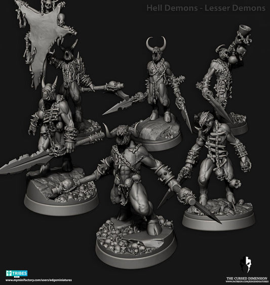 Hell Beasts Lesser Demons | Set of 6 Minis | Edge Miniatures - Hell Demons | 12K Prints