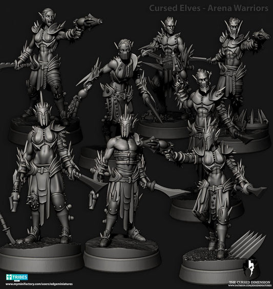 Arena Warriors | Set of 8 Minis | Edge Miniatures - Cursed Elves | 12K Prints