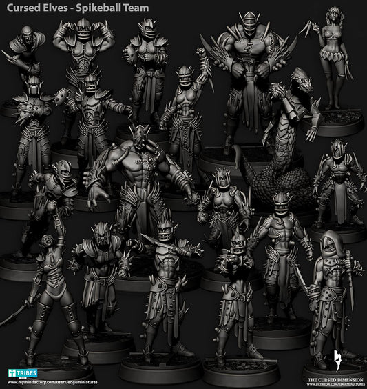 Spikeball Team | Set of 19 Minis | Edge Miniatures - Cursed Elves | 12K Prints