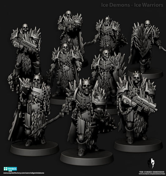 Ice Warriors | Set of 9 Minis | Edge Miniatures - Ice Demons | 12K Prints