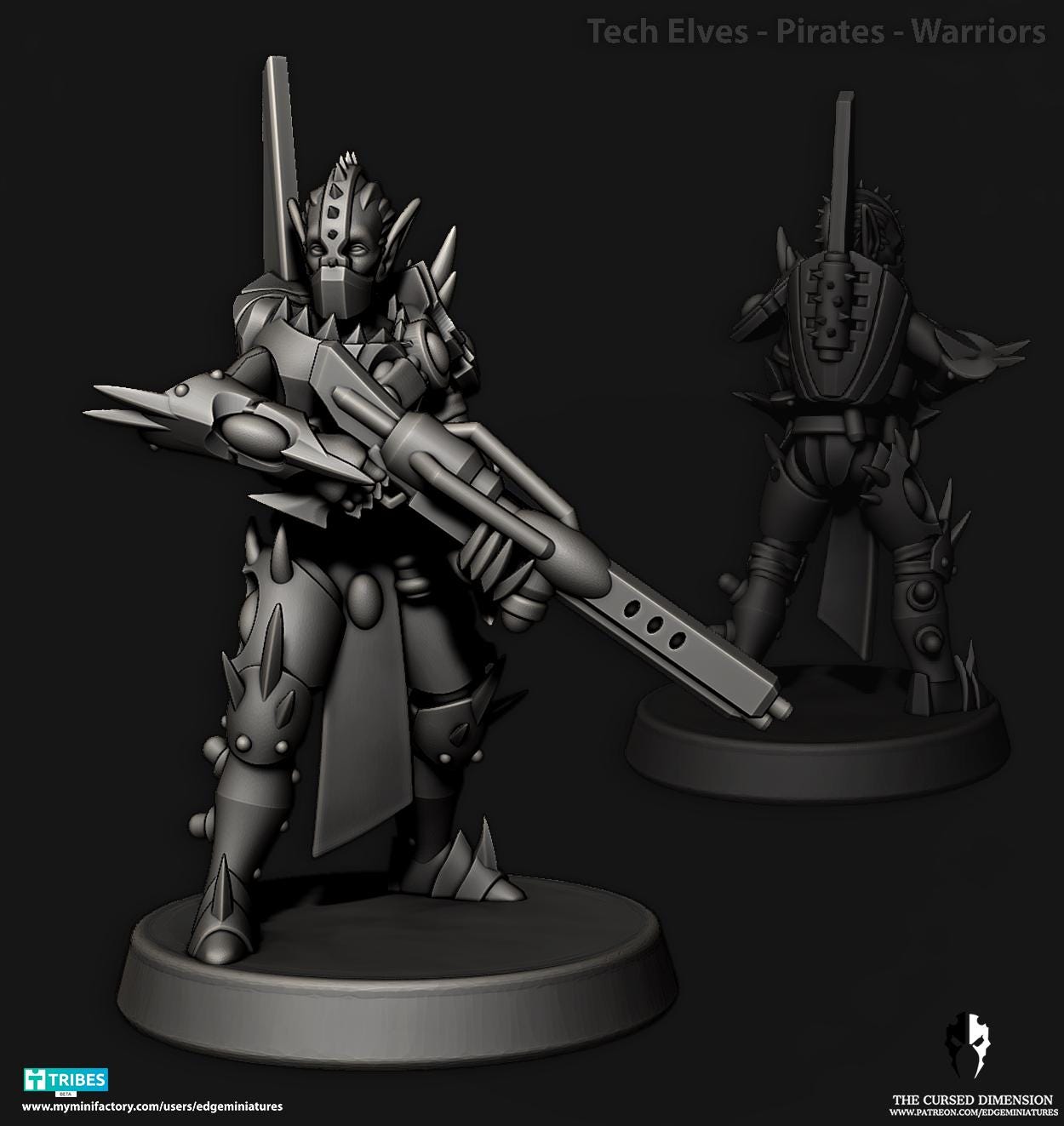 Warriors | Set of 12 Minis | Edge Miniatures - Tech Pirates Patrol Squad | 12K Prints