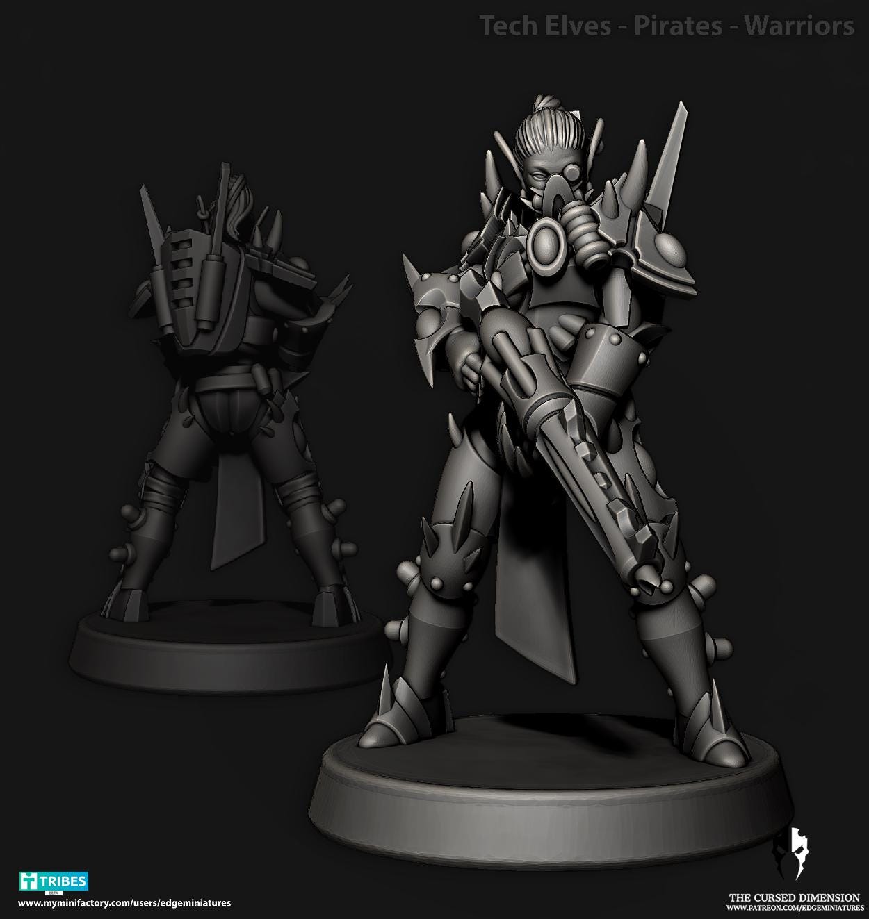 Warriors | Set of 12 Minis | Edge Miniatures - Tech Pirates Patrol Squad | 12K Prints