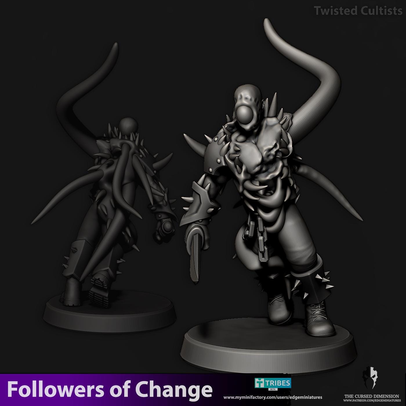 Twisted Cultists | Set of 6 Minis | Edge Miniatures - Followers of Change | 12K Prints
