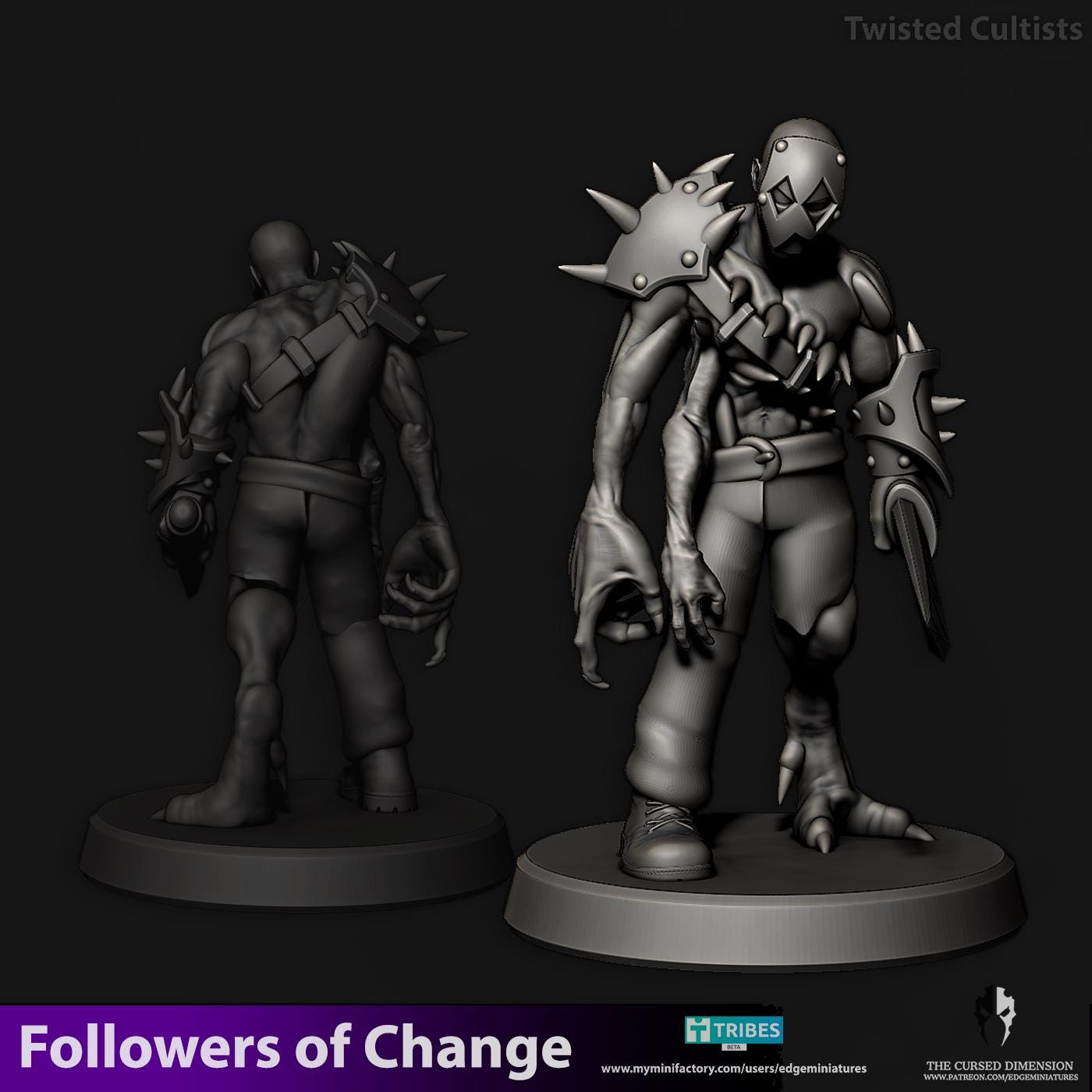 Twisted Cultists | Set of 6 Minis | Edge Miniatures - Followers of Change | 12K Prints