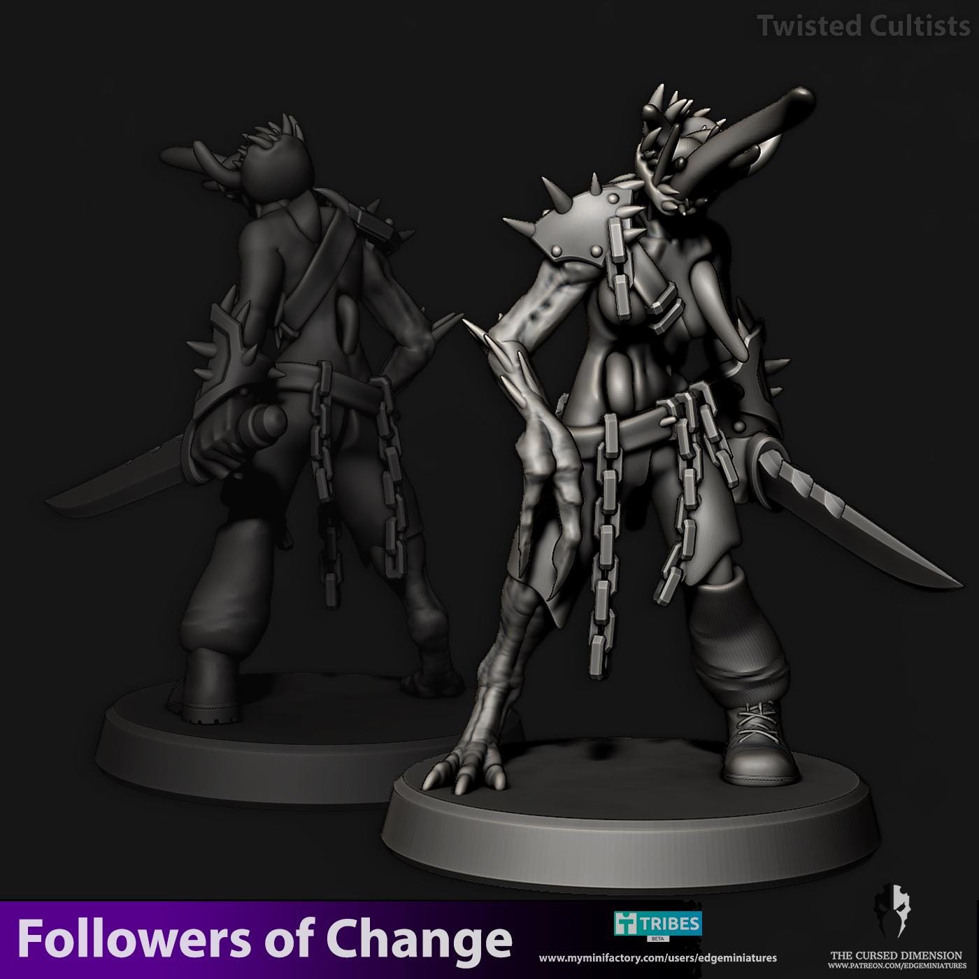 Twisted Cultists | Set of 6 Minis | Edge Miniatures - Followers of Change | 12K Prints