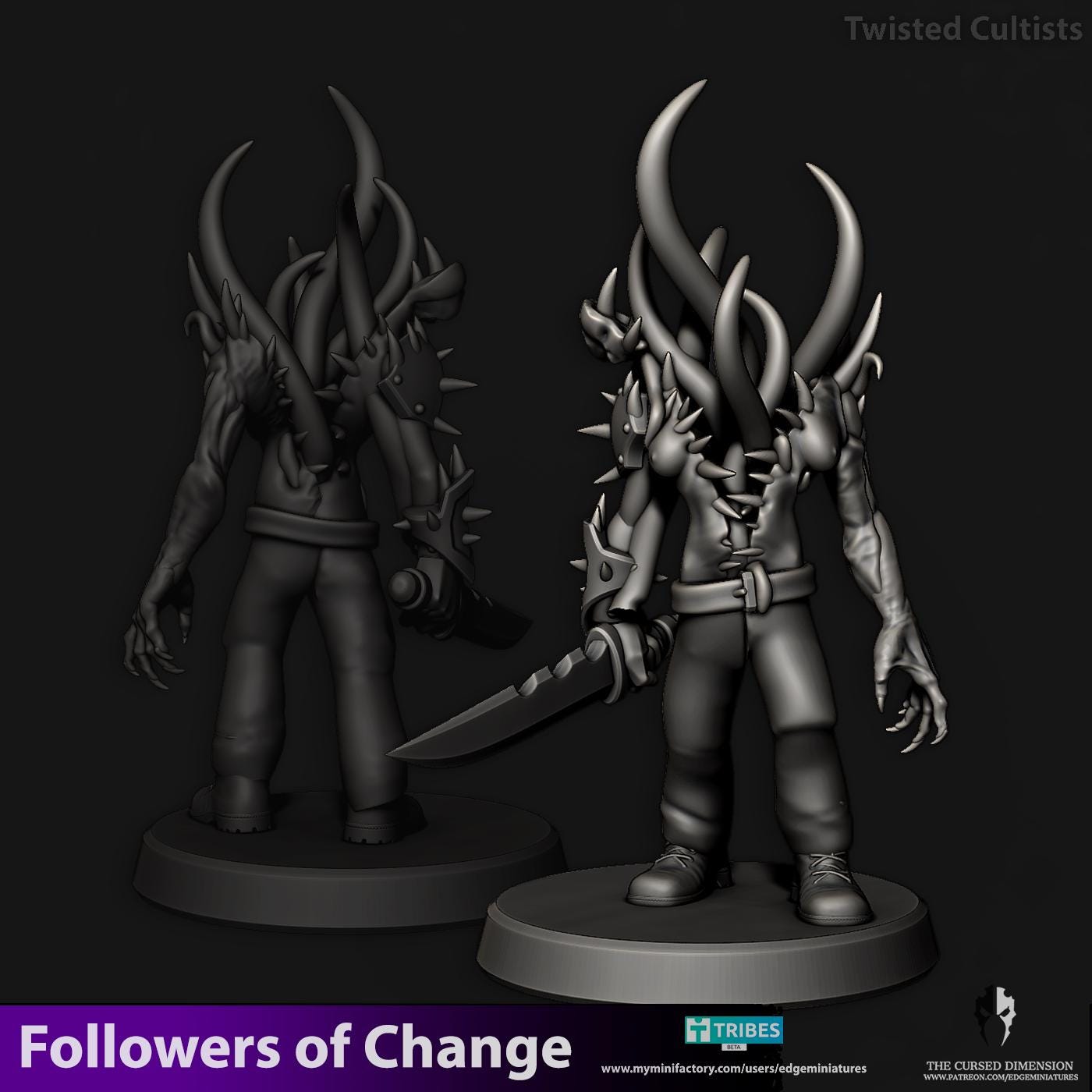Twisted Cultists | Set of 6 Minis | Edge Miniatures - Followers of Change | 12K Prints