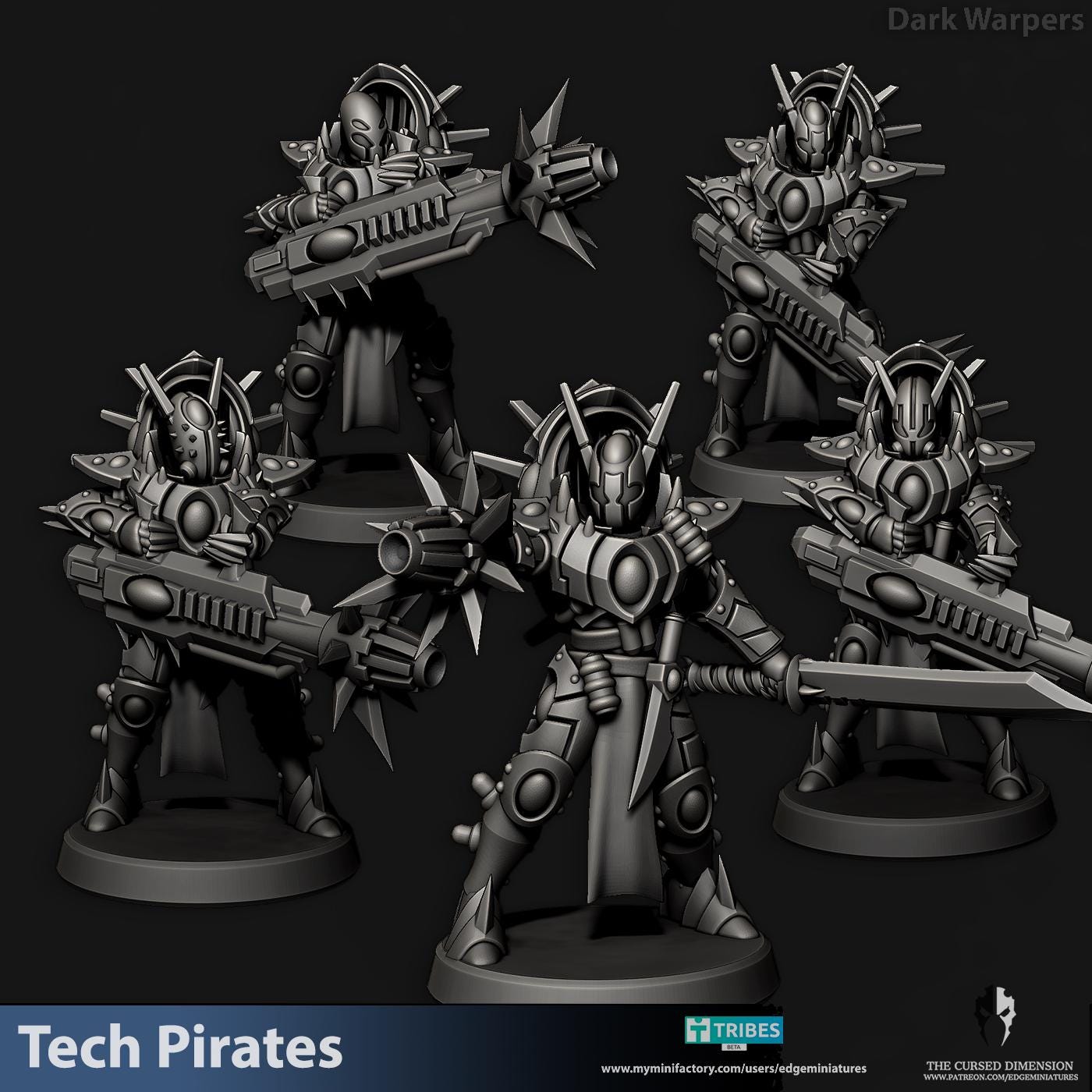 Dark Warpers | Set of 5 Minis | Edge Miniatures - Tech Pirates | 12K Prints