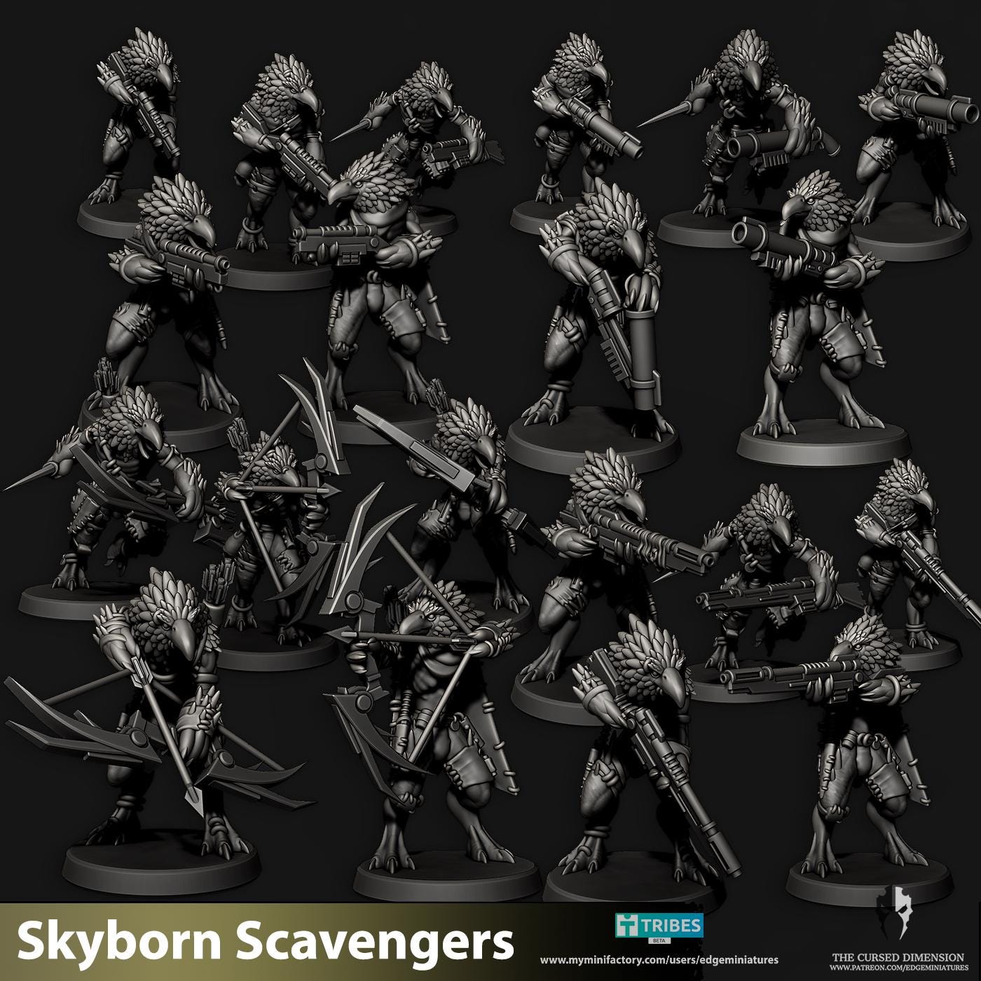 Ranged Patrol | Set of 20 Minis | Edge Miniatures - Skyborn Scavengers | 12K Prints