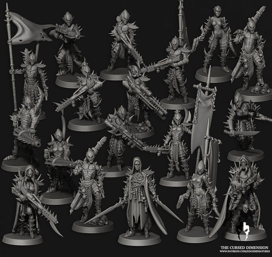 Armored Warriors | Set of 18 Minis | Edge Miniatures - Cursed Elves | 12K Prints