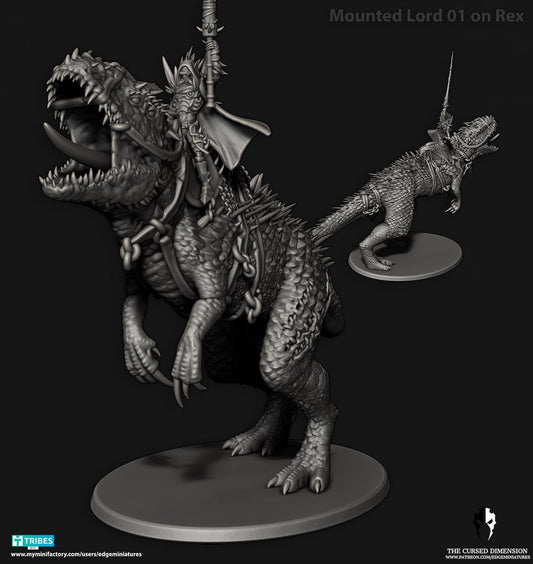 Mounted Lord on Rex | Edge Miniatures - Desert Elves Dino Riders | 12K Prints