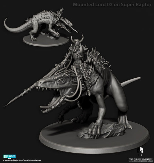 Mounted Lord on Super Raptor | Edge Miniatures - Desert Elves Dino Riders | 12K Prints