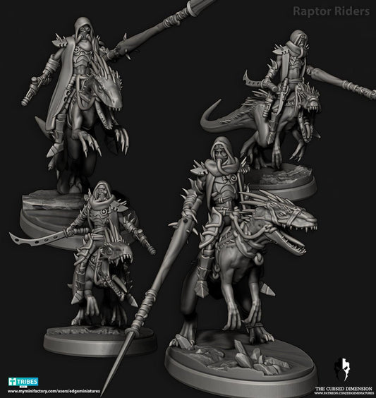 Raptor Riders | Set of 4 Minis | Edge Miniatures - Desert Elves Dino Riders | 12K Prints