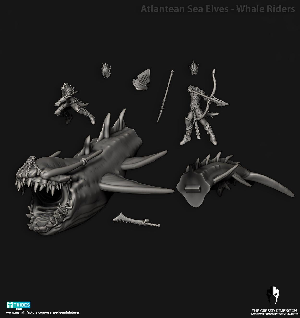 Whale Riders | Edge Miniatures - Atlantean Sea Elves | 12K Prints