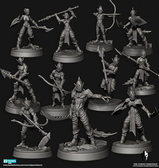 Rangers, Warriors, Berserkers | Set of 11 Minis | Edge Miniatures - Atlantean Sea Elves | 12K Prints