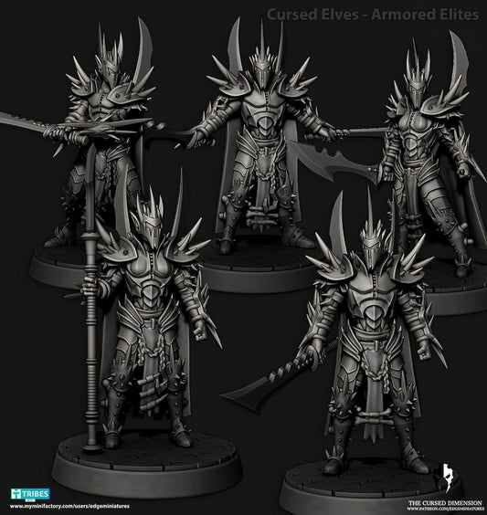 Armored Elites | Set of 5 Minis | Edge Miniatures - Cursed Elves | 12K Prints