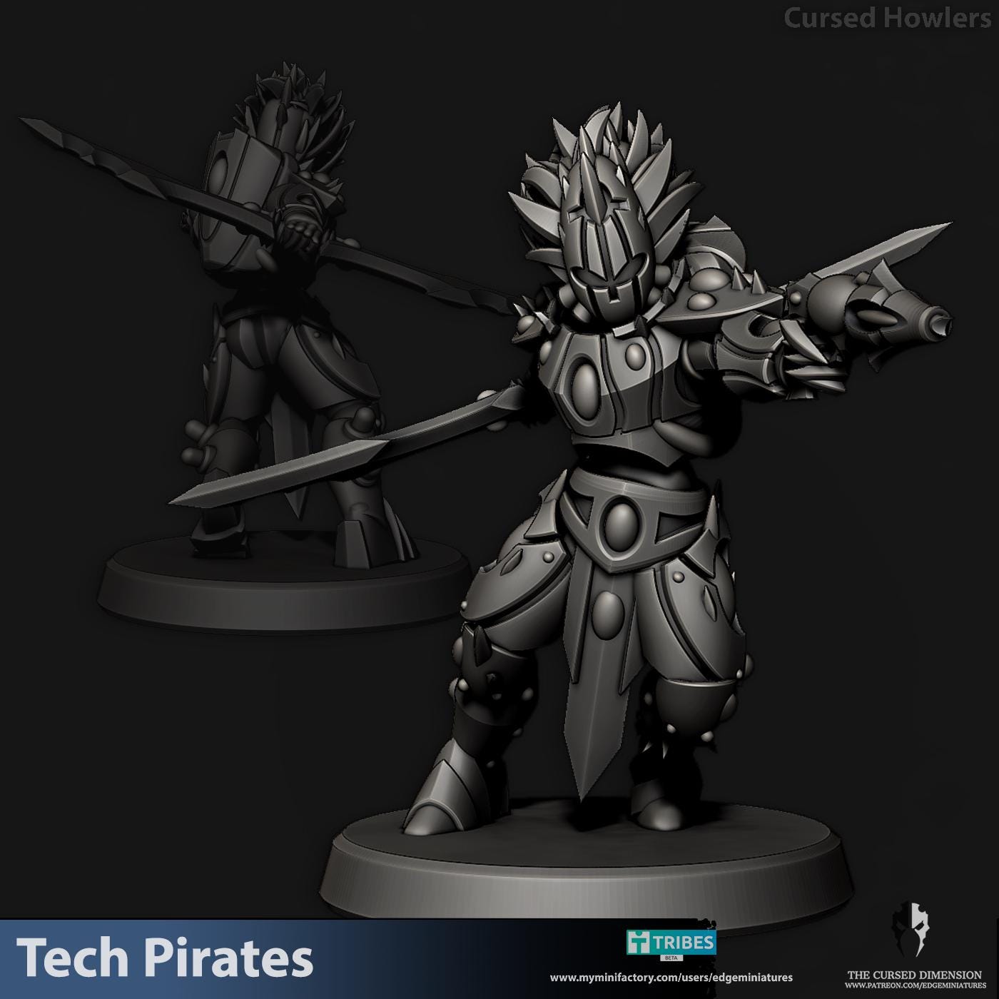 Cursed Howlers | Set of 7 Minis | Edge Miniatures - Tech Pirates | 12K Prints