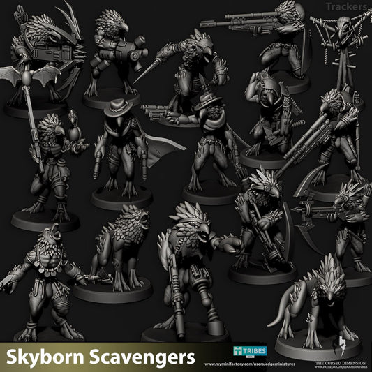 Trackers | Set of 16 Minis | Edge Miniatures - Skyborn Scavengers | 12K Prints
