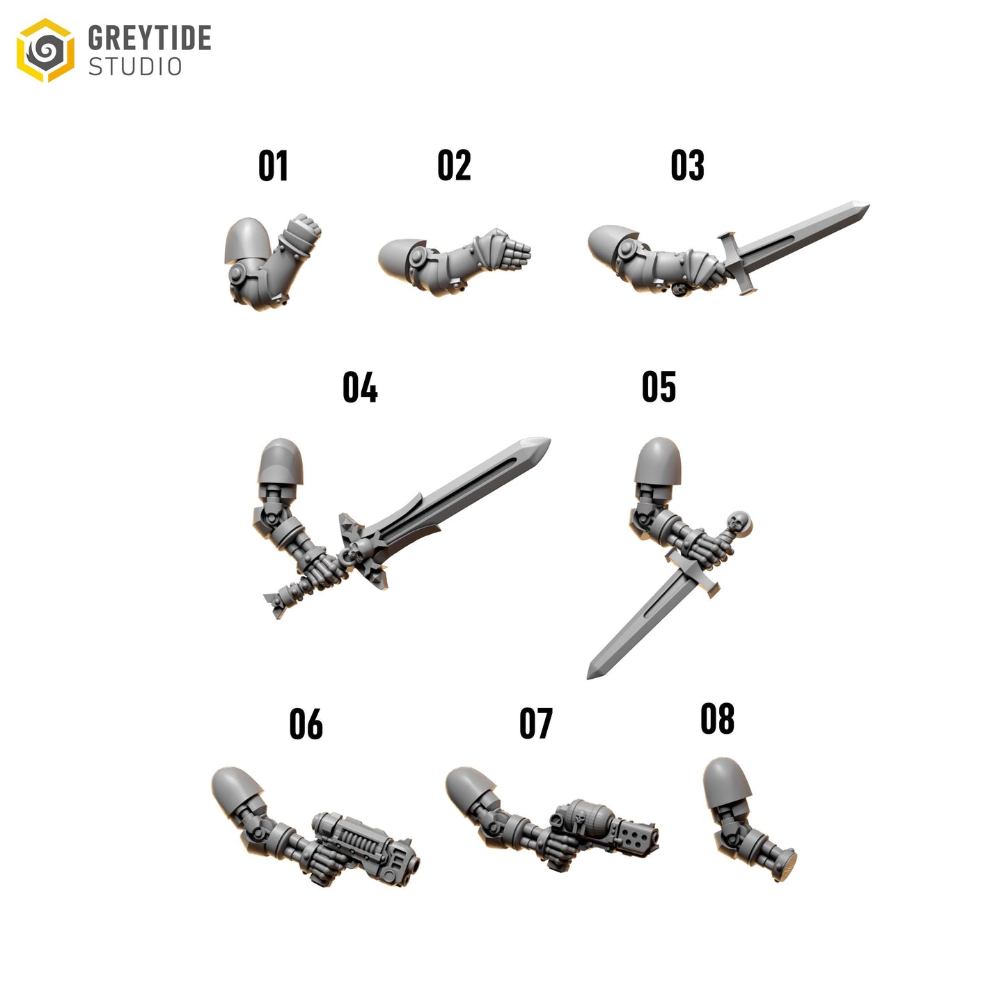 Bionic Arms | Set of 8 Pieces | GreyTide Studio - Eternal Pilgrims | 12K Prints