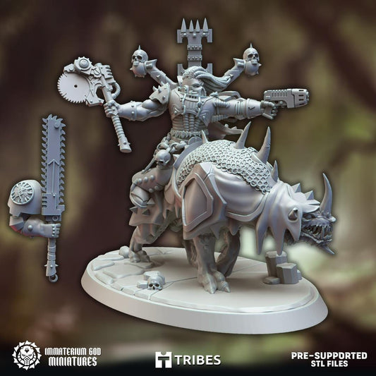Jarl on Doggernaut | Warforged Ravagers | Immaterium God Miniatures | 12K Prints