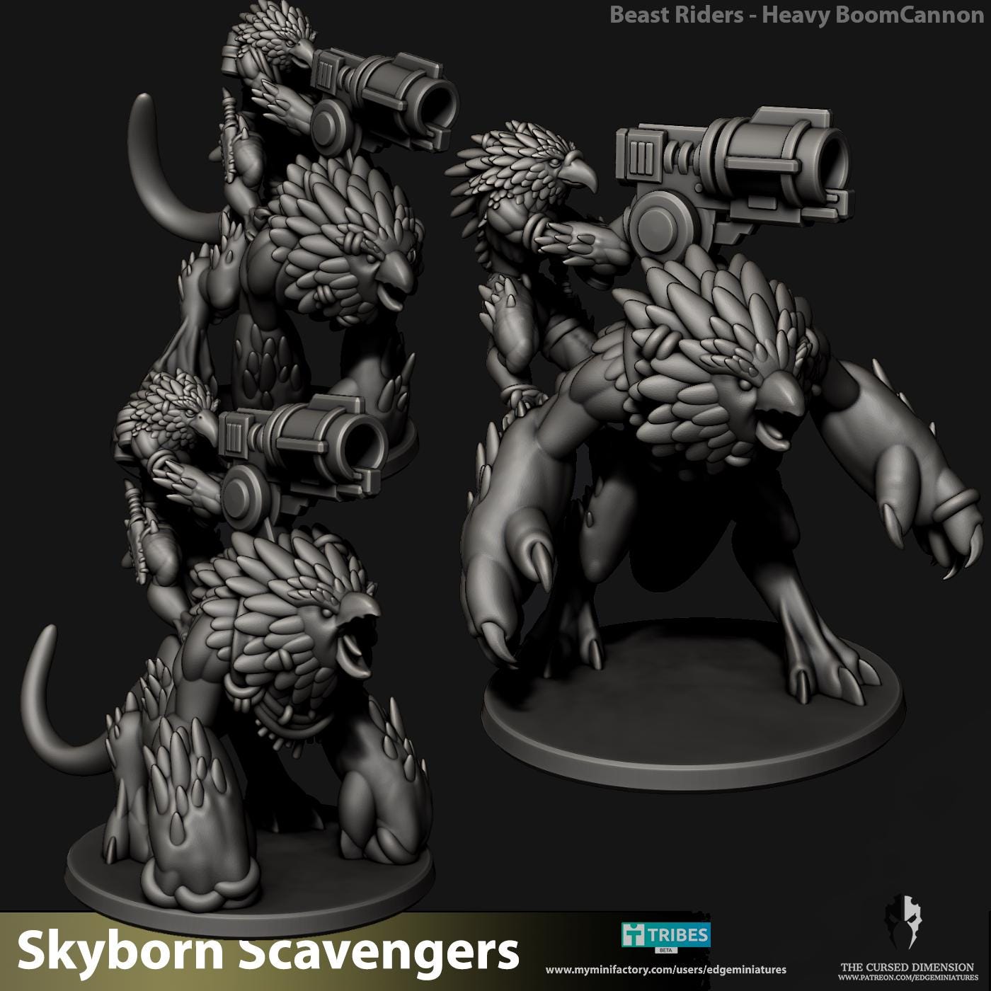 Beast Riders | Set of 3 Minis | Edge Miniatures - Skyborn Scavengers | 12K Prints