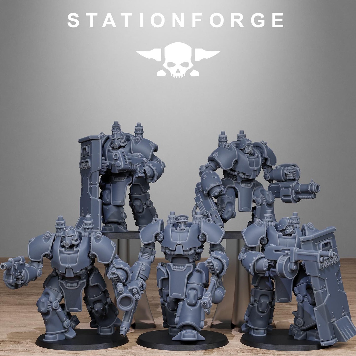 GrimGuard Power Armor | Set of 5 Minis | StationForge | 12K Prints