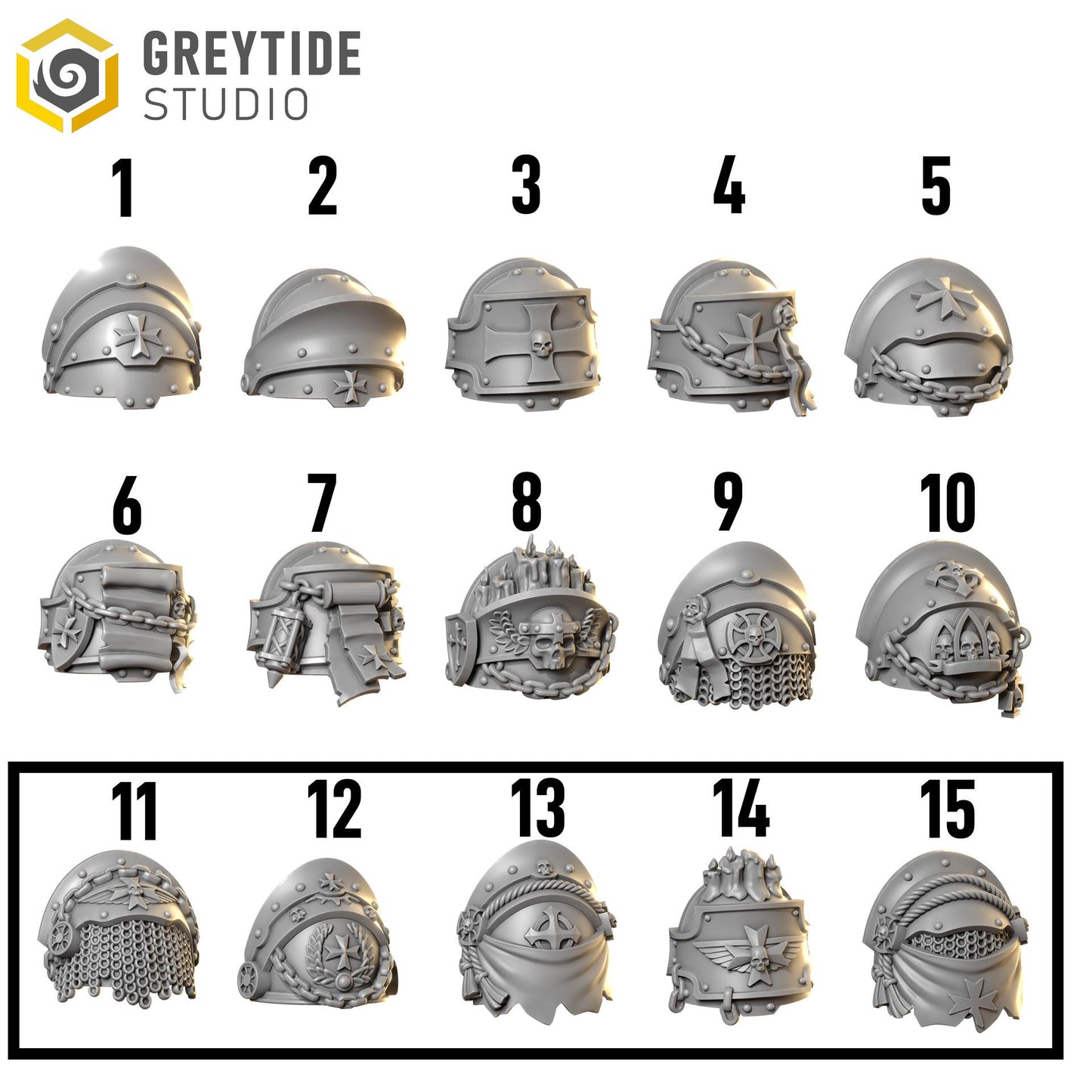 Shoulder Pads 3 | Set of 10 Pieces - Terminator Scale | GreyTide Studio - Eternal Crusaders BIG Armour | 12K Prints
